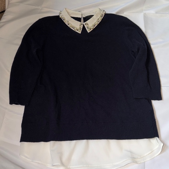 Ted Baker London Sweaters - Ted Baker London Blue Sweater with Pearl Collar